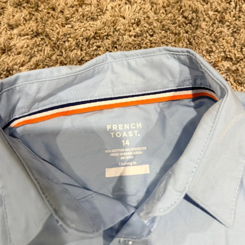 French Toast Boys Light Blue Short Sleeve School Uniform Button Down Shirt 14